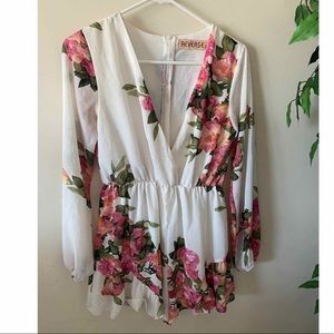 Reverse Floral Long Sleeve Romper